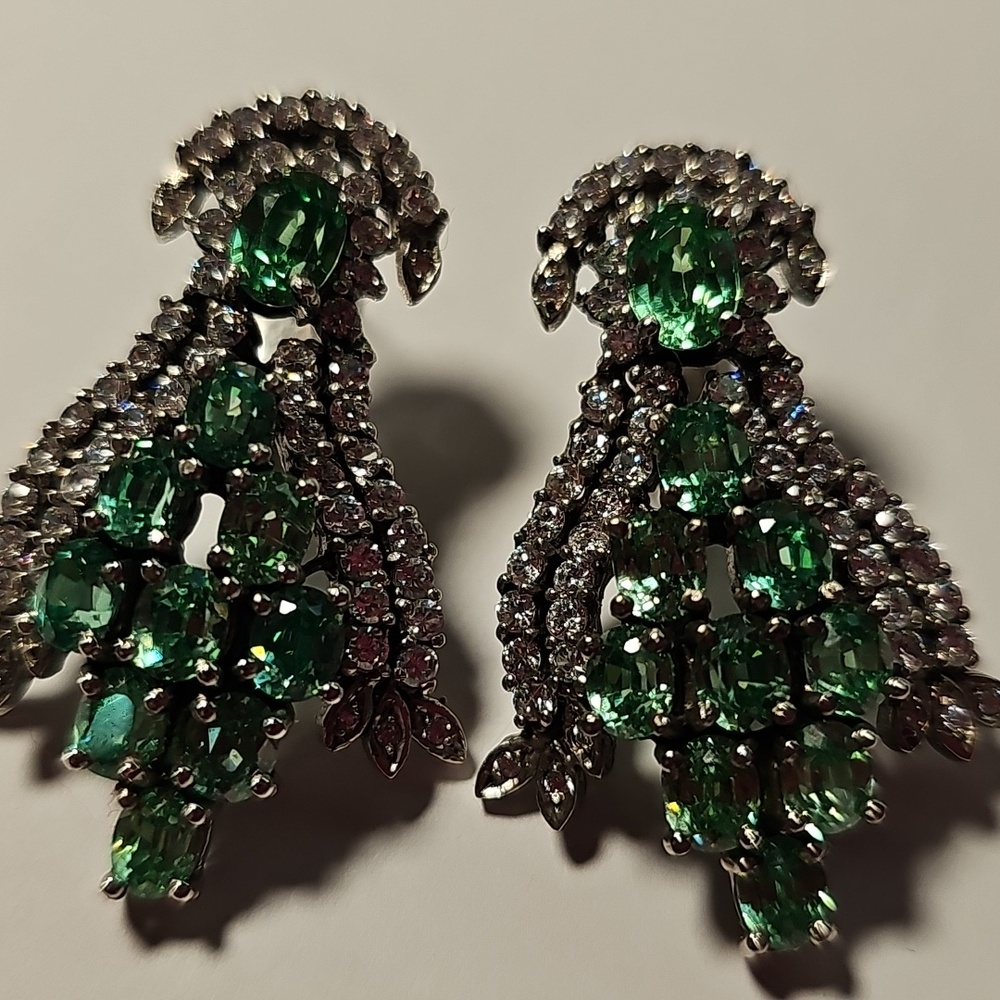 Green Crystal Sterling Earrings